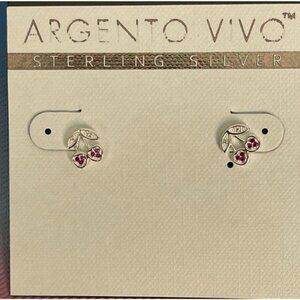 Argento Vivo Sterling Silver Mini Cherry CZ Accent Stud Earrings